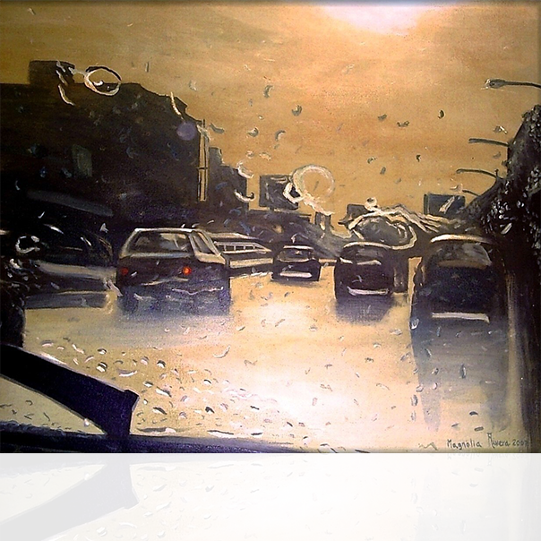 Lluvia en la Avenida - Art by Magnolia Rivera